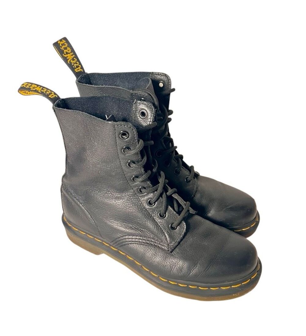 Dr. Martens 1460 Pascal Black Soft Virginia Leather 8-Eye Boots US W 8 NEW $180
